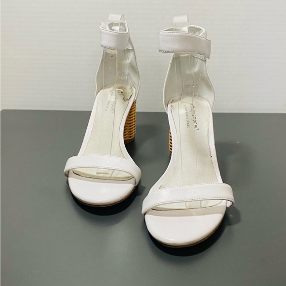 Jeffrey Campbell for Anthropologie White Basket Weave Heel Sandal Shoes Sz-8.5 - Picture 3 of 5